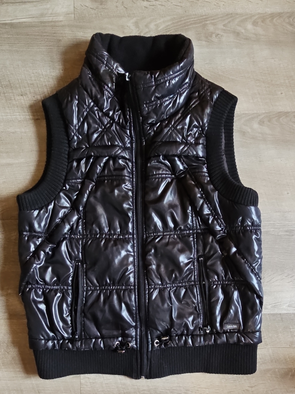 Calvin Klein Black Performance Quilted Vest Label Detail